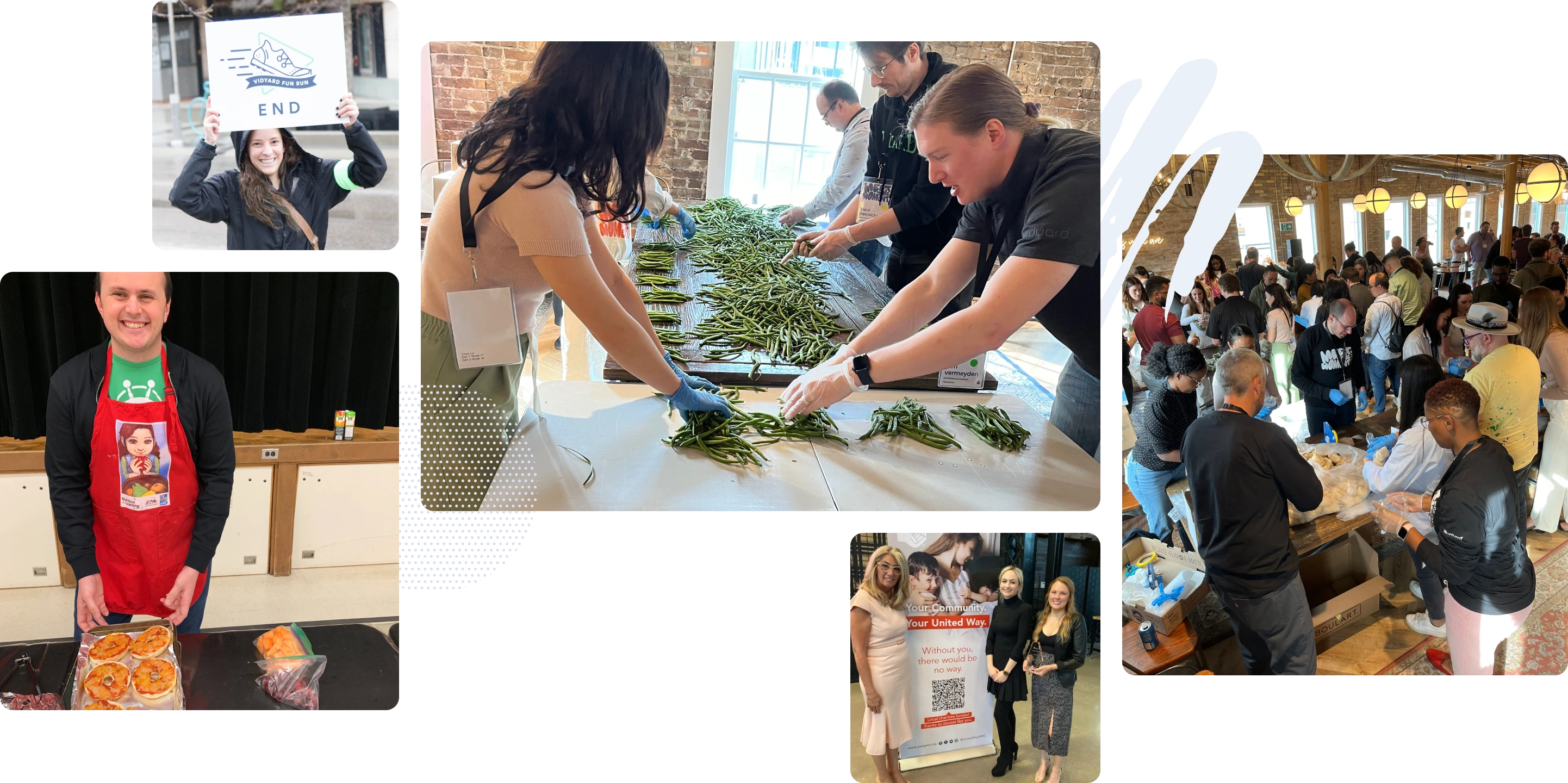 Series of images showing Vidyard employees volunteering